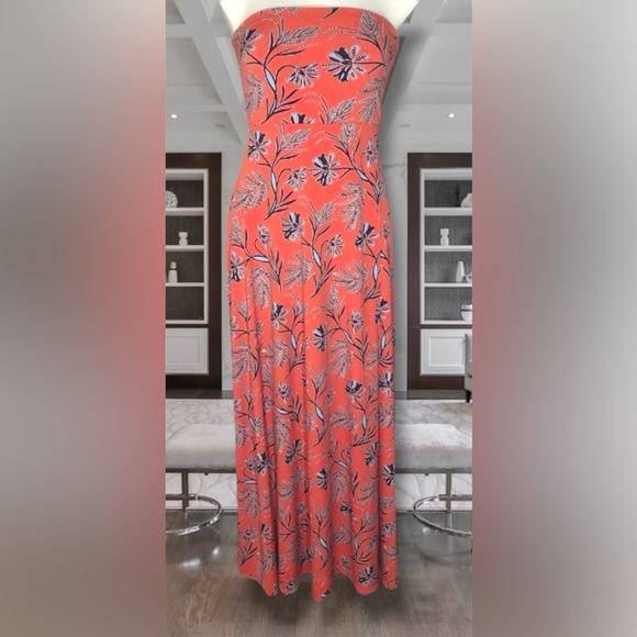 BANANA REPUBLIC Floral Strapless Tube Maxi Dress in Medium - Picture 1 of 5